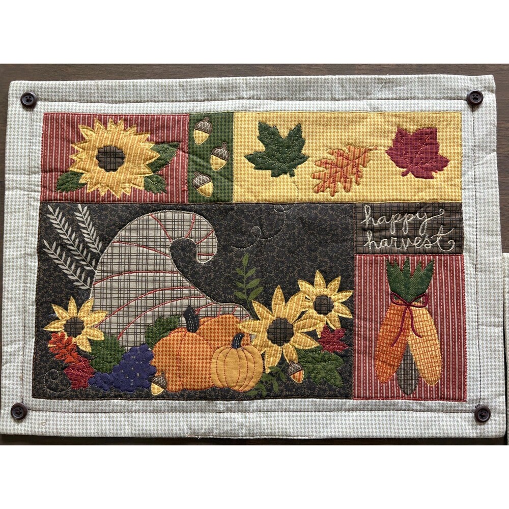 Pair Of ‘Happy Harvest” Fall Placemats 100% Cotton